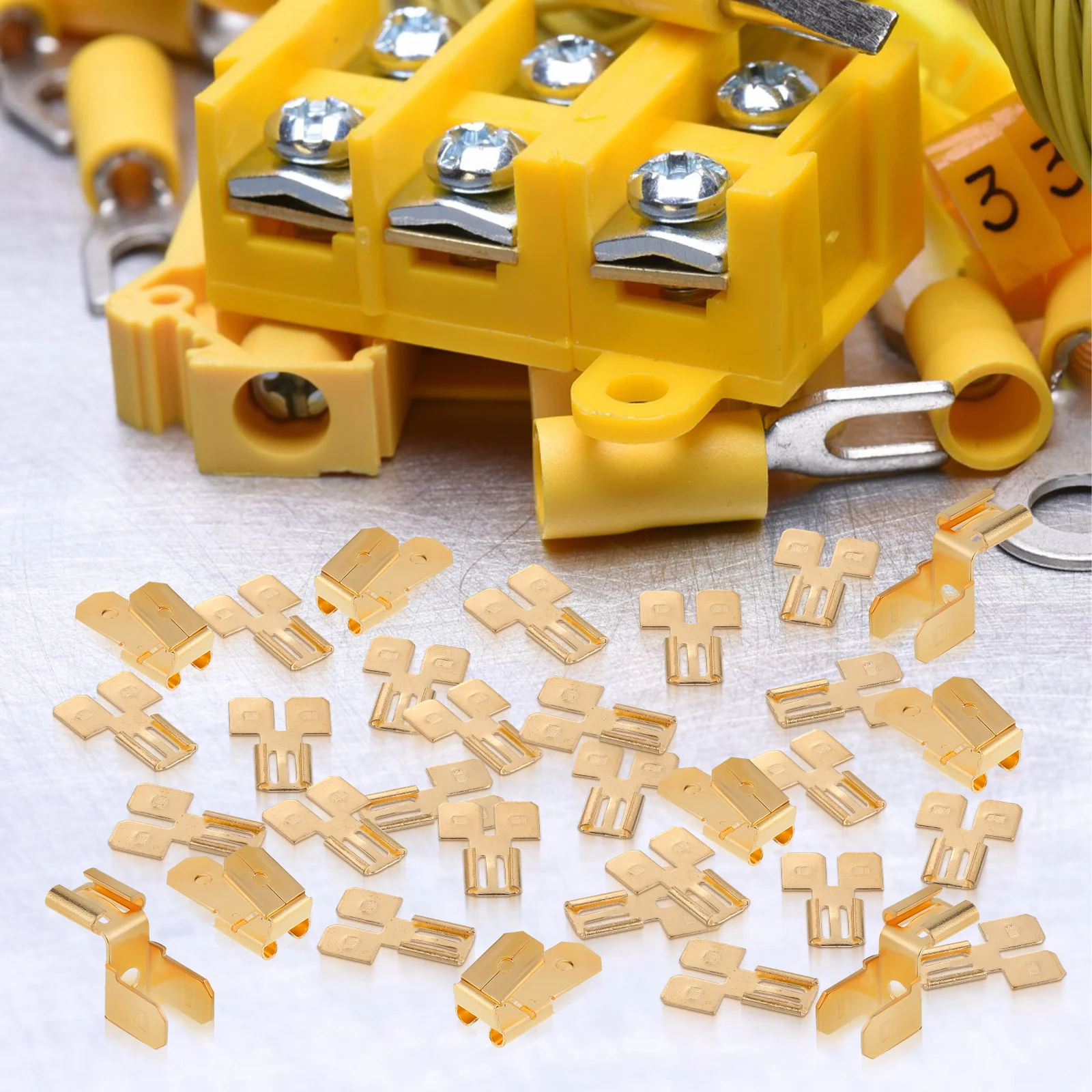 

36 pcs Spade Connectors Kit Copper Wire Terminals Crimp For Electrical Automotive Speaker Wiring Terminal Connections