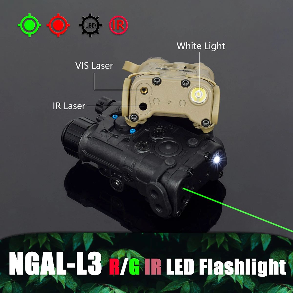 

Tactical NGAL-L3 LED Light Weapon Strobe Flashlight With Dual Function Swtich Fit 20mm Rail Airsoft Night Vision IR Laser Scout