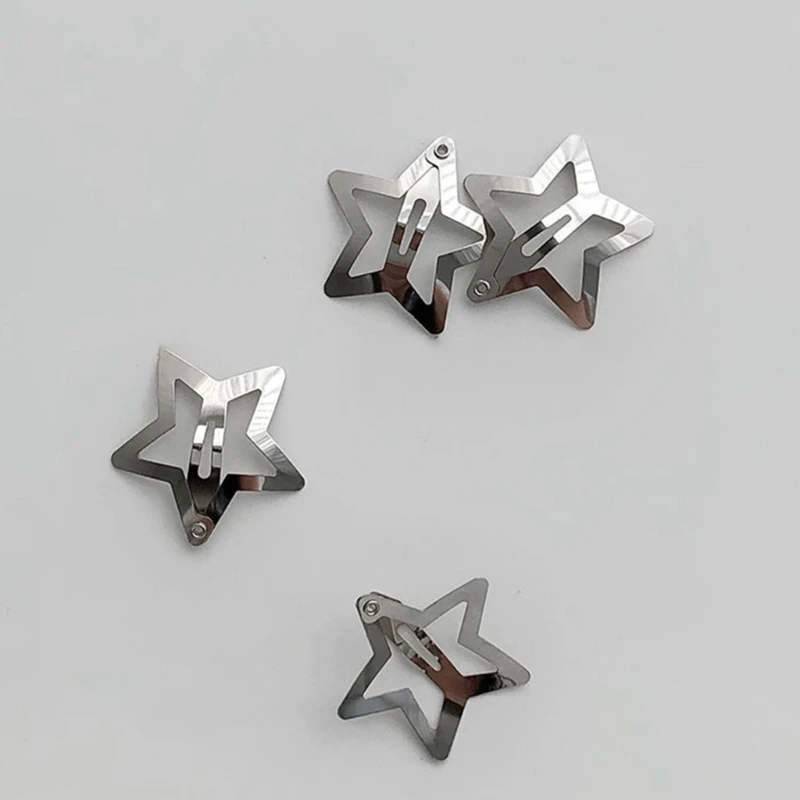 Metal Star Shape Snap Hair Clip Spring Summer Travel Headwear for Woman Birthday Party Carnivals Theme Non-slip Hairpin