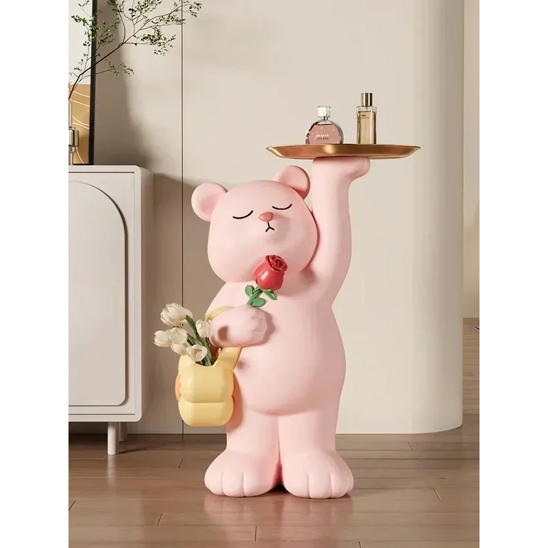 - Large, floor-standing, cute bear sculpture,, luxurious living room, sofa, TV cinet, storage, and as a.