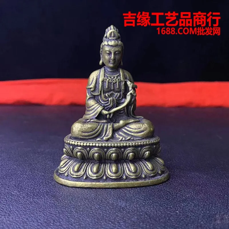 

Brass Great Trend to Sitting Buddha Ornaments Guanyin on the Lotus Throne Copper Statue Small Buddha Statue Serving Buddha Guany