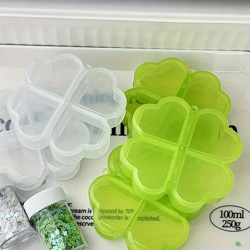 1Pcs 4-Grid Clover Shape Desk Storage Box Portable Organizer for Stickers Stationery Handicraft Supplies Desktop Storage