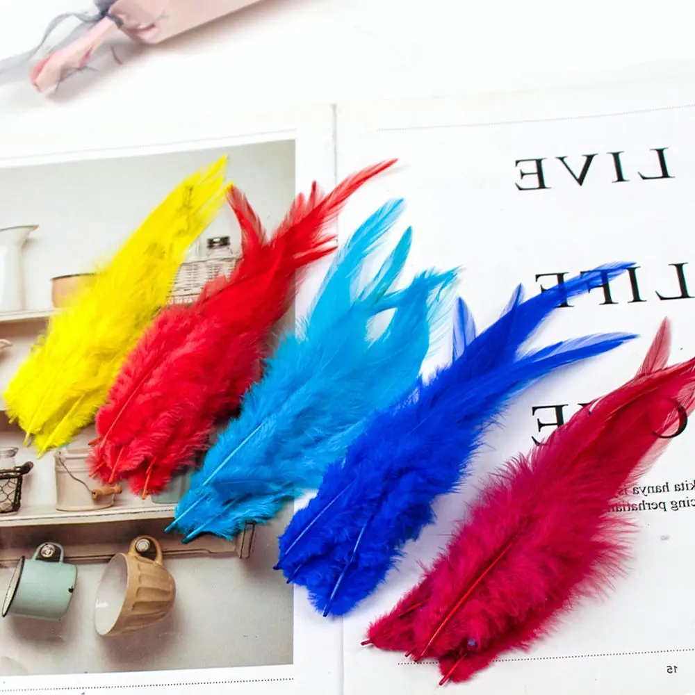 50/100 Pcs Colorful Chicken Rooster Feathers 8-12CM for Crafts Diy Wedding Decoration Flying Tie Carnival Accessories Plumes