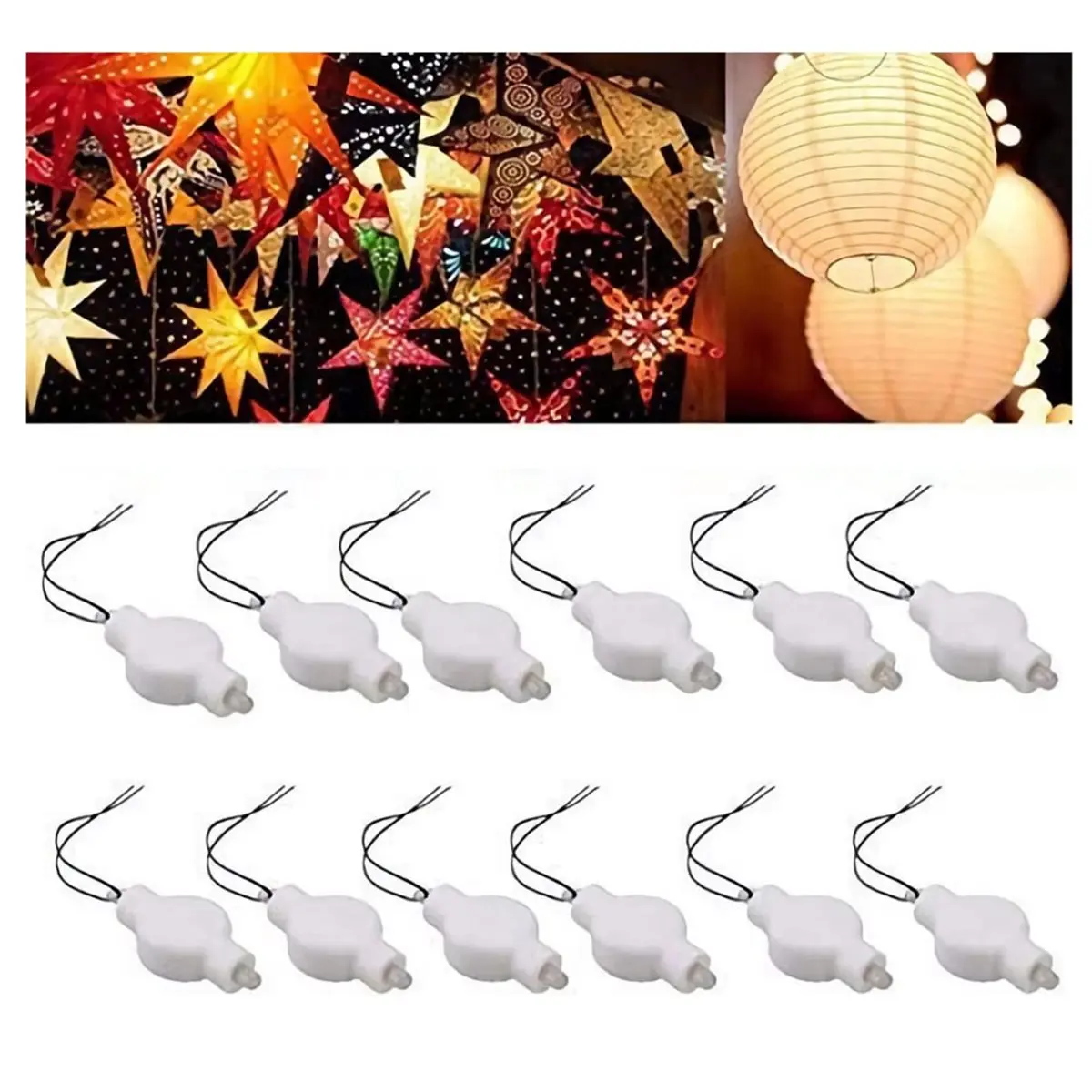 12PACK Paper Lantern Lights,Battery Operated LED Party Lights Bulbs for Paper Lantern Balloons Party - Warm White