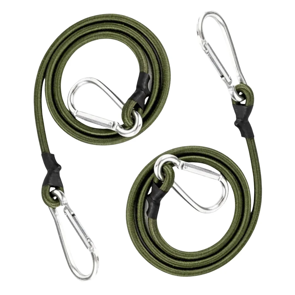 2 PCS Outdoor Heavy Duty Bungee Cord Elastic Tie Strap String Carabiner Hooks Kayak Cycling Luggage Packing Ropes Camping