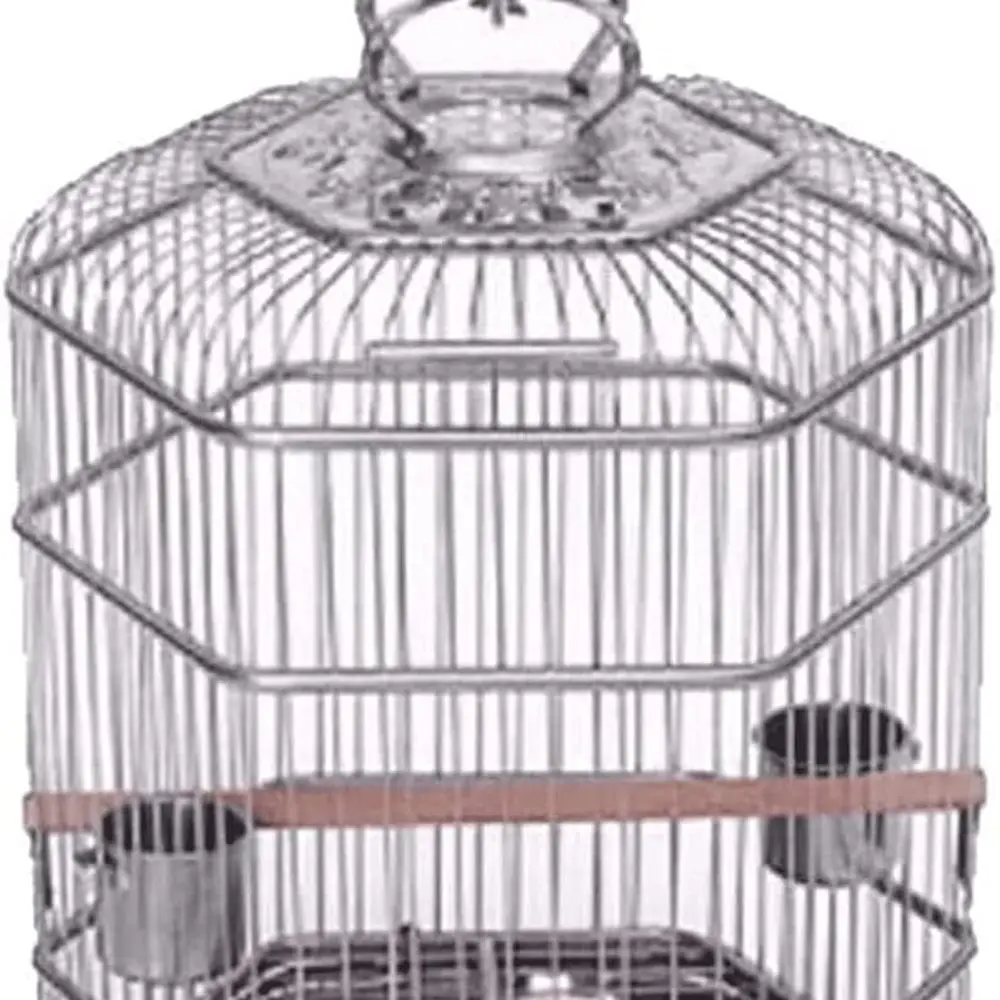 

Portable Stainless Steel Bird Cage with Easy Clean Tray for Home and Travel, 38cm