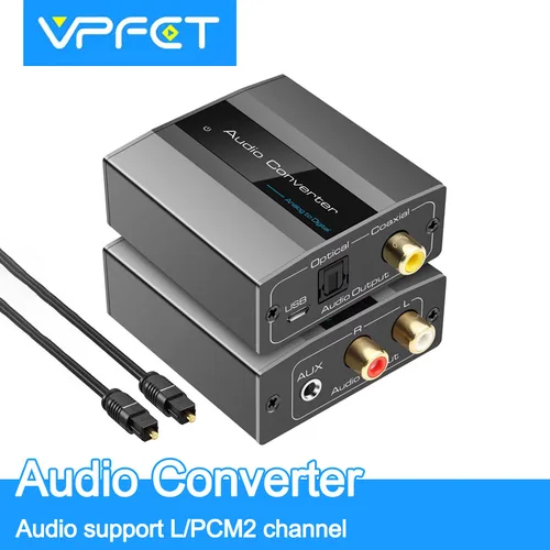 Convertidor de Audio analógico a Digital convertidor RCA a óptico R/L 3,5mm AUX a convertidor Toslink Coaxial Digital para PS5 PS4 TV DVD