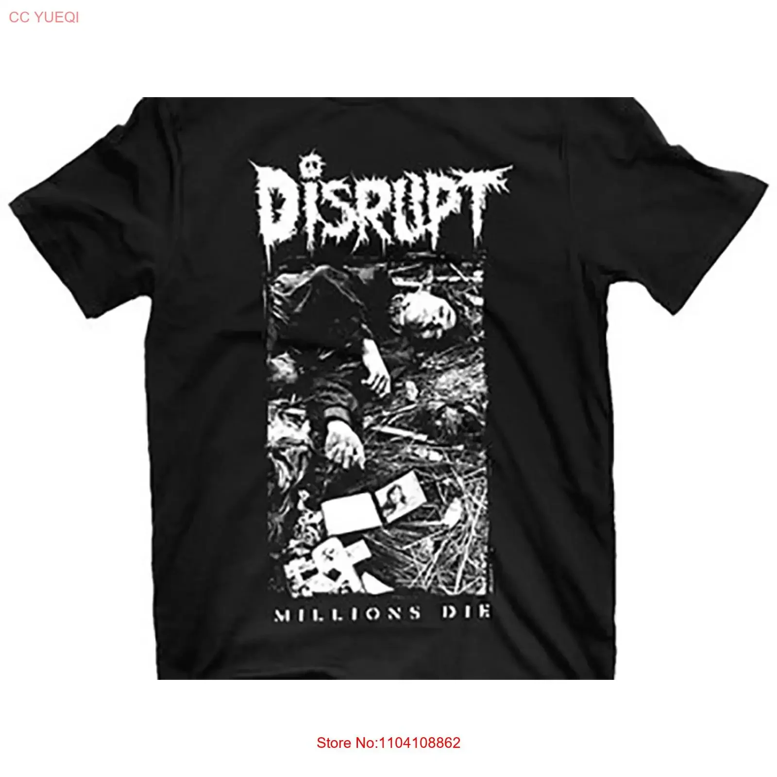 Disrupt band artwork MILLIONS DIE black T shirt All sizes JA683 vintage Washed Stylish Casual homme Breathable graphic