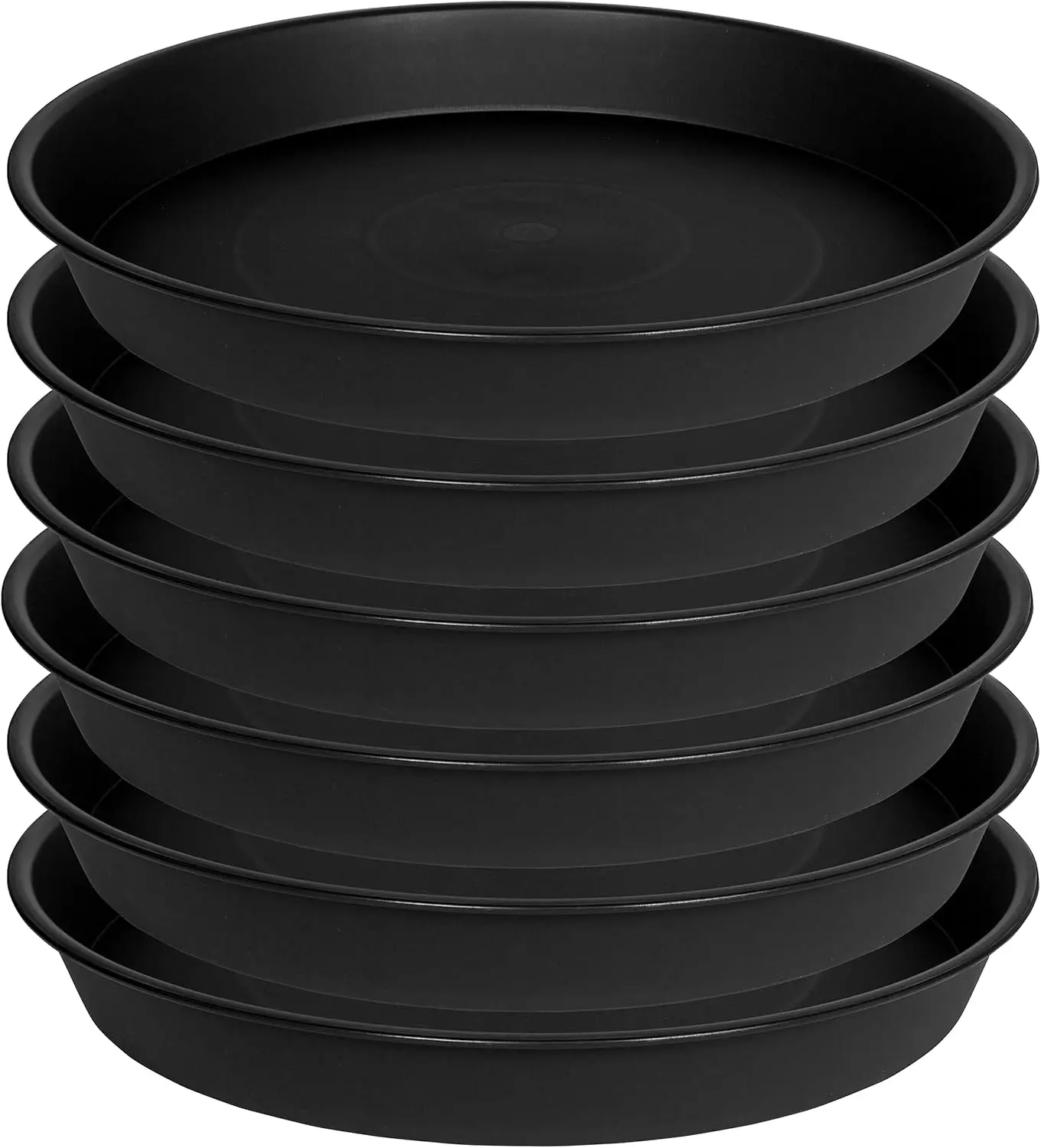 

6 Pack 6 Inch Plant Saucer Tray, Heavy Duty Plastic Water Trays for Indoor Pots and Bird Baths in Black