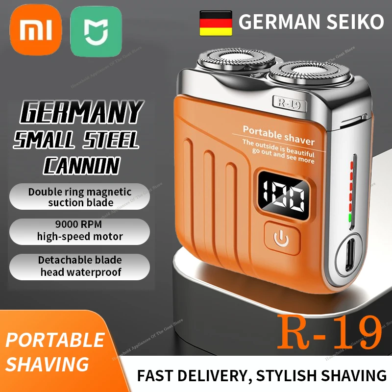 Xiaomi R-19 Electric Smart Shaver Household Car Shaver Digital Display Mini Dual Blade Rechargeable Shaver Powerful Gift Shaver