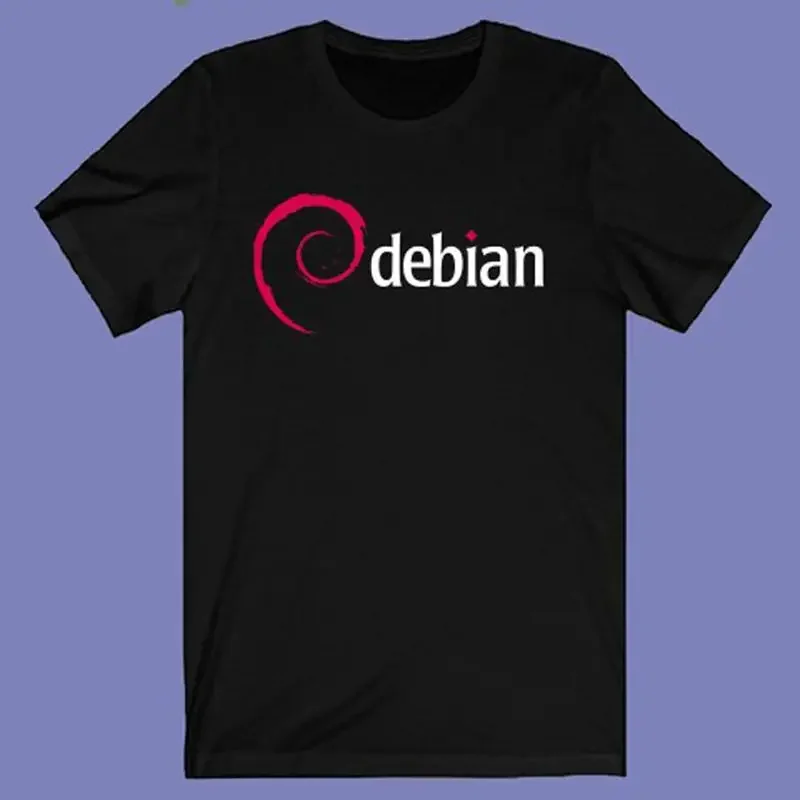 Linux Debian Herren-T-Shirt in Schwarz, Größe S-3XL
