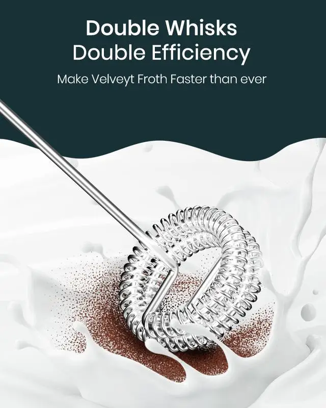 خفاقة كهربائية محمولة قابلة لإعادة الشحن مع 3 رؤوس مزبدة و3 إعدادات للسرعة لصانع مشروبات خلط رغوة القهوة #6