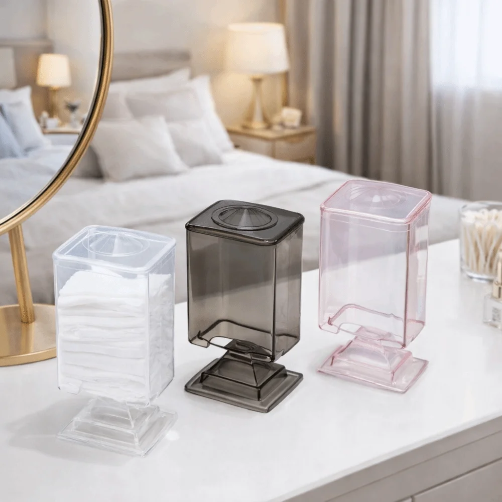 

Plastic Cosmetics Cotton Pad Holder Transparent Sealed Makeup Cotton Pad Box Waterproof Dust-proof Makeup Pads Container
