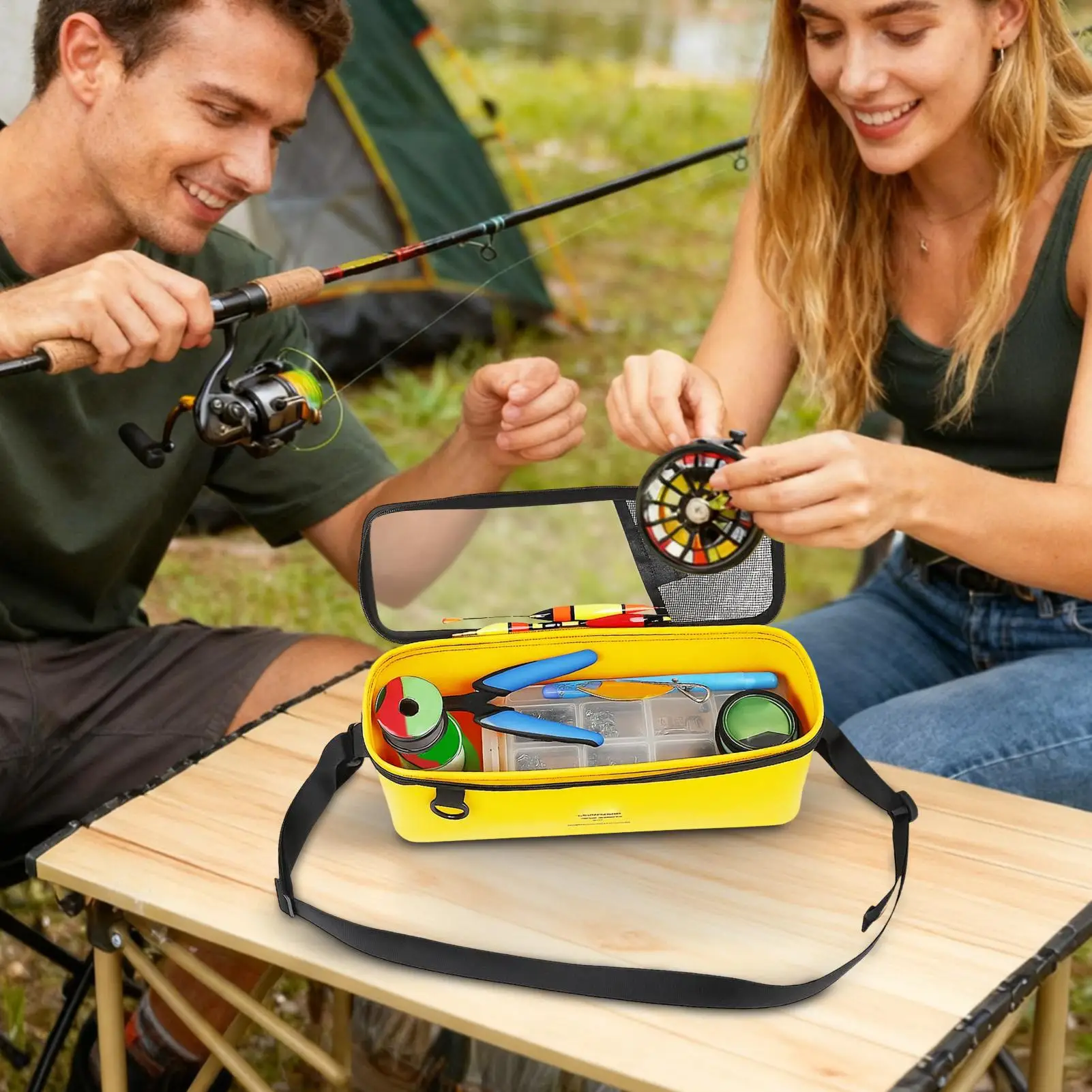 

Сумка для рыболовных снастей, большая вместительная коробка-органайзер для пресноводного озера, реки, пруда, лодки, спортивного снаряжения на открытом воздухе, хранения