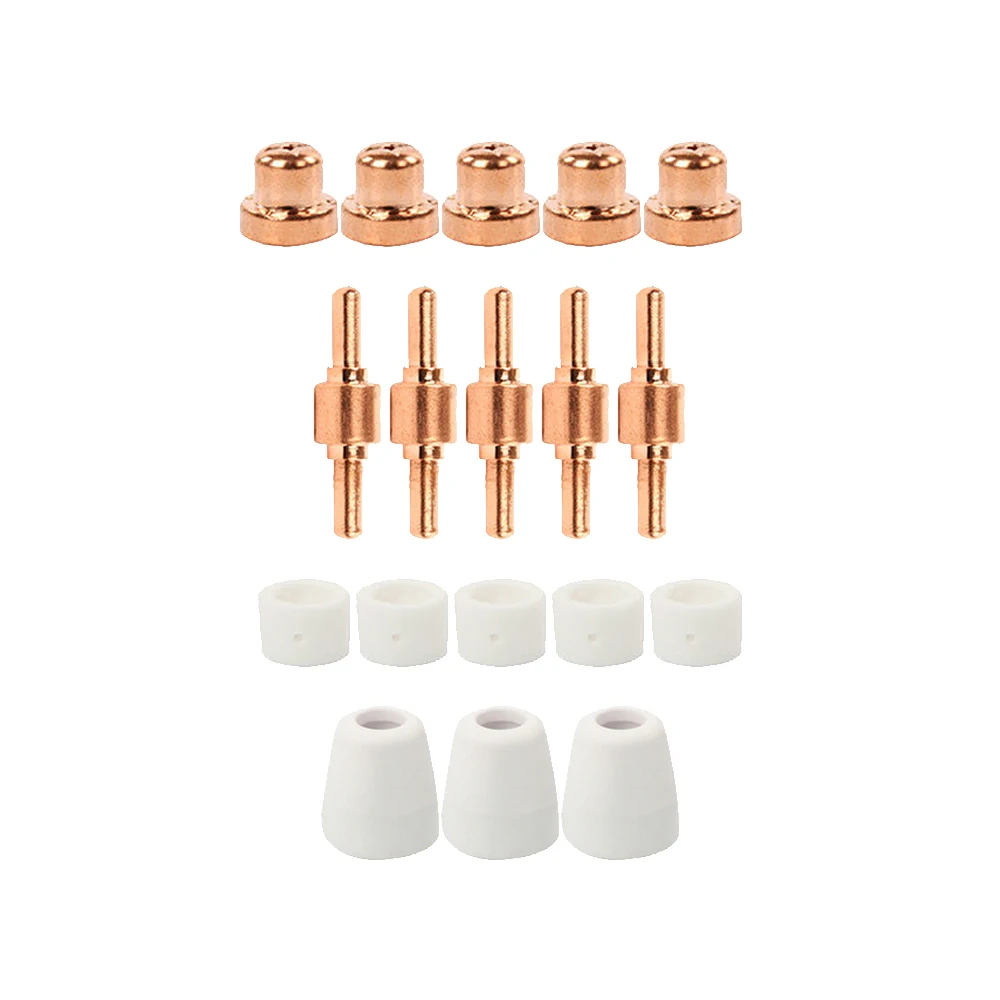 18pcs PT31 Plasma Cutter Consumables Standard Electrodes Tips Nozzle Ceramic Cups Rings 40A/50A Suit for CUT50/60 Weld Access