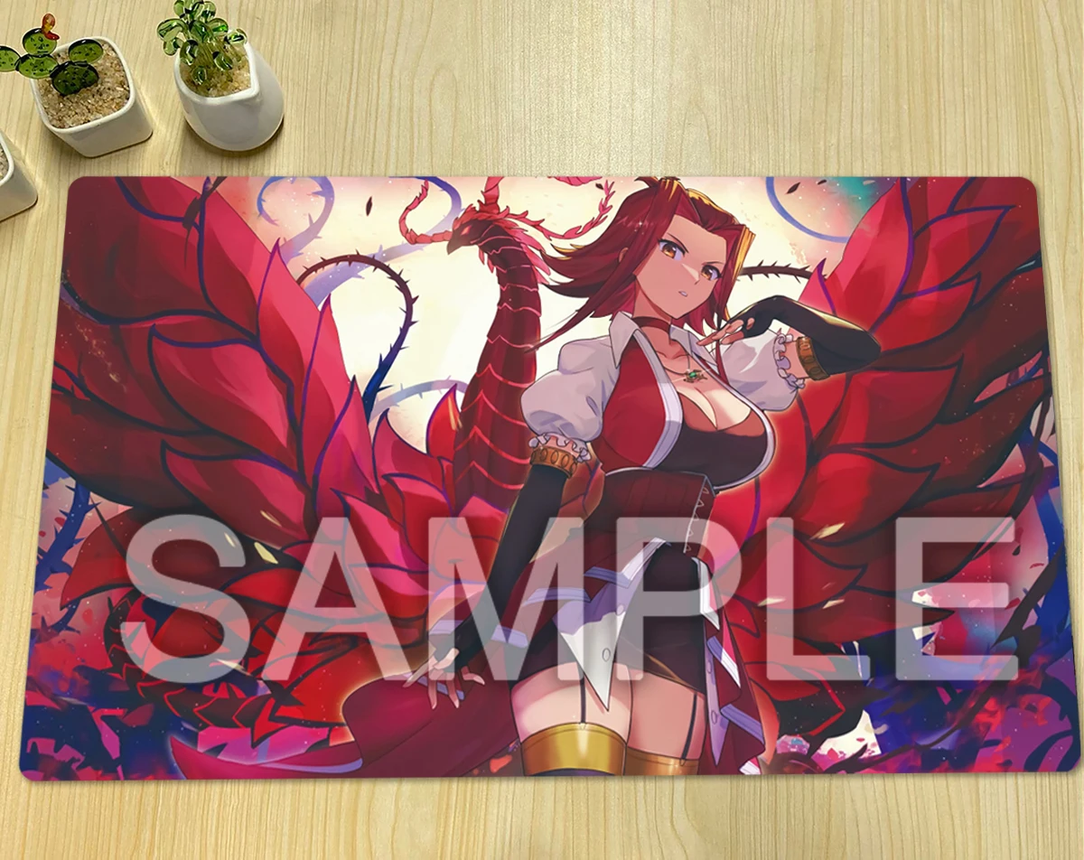 

YuGiOh Akiza Izinski Mat TCG Black Rose Dragon Playmat CCG Board Game Pad Trading Card Game Mat Rubber Gaming Mouse Pad Free Bag