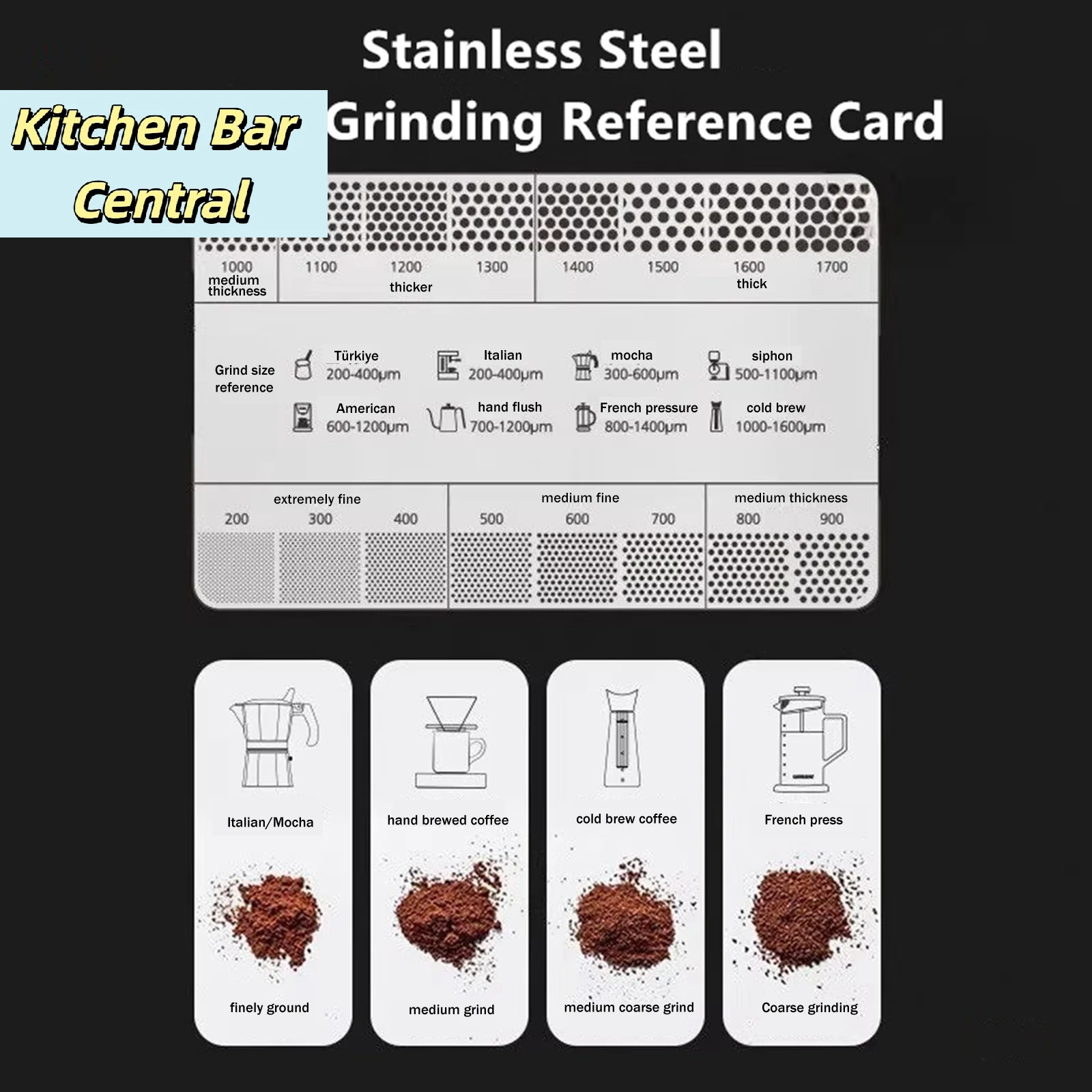 【Stainless Steel Coffee Powder Grinding Thickness Reference Comparison Card Grinder Grinding Powder Comparison Scale】