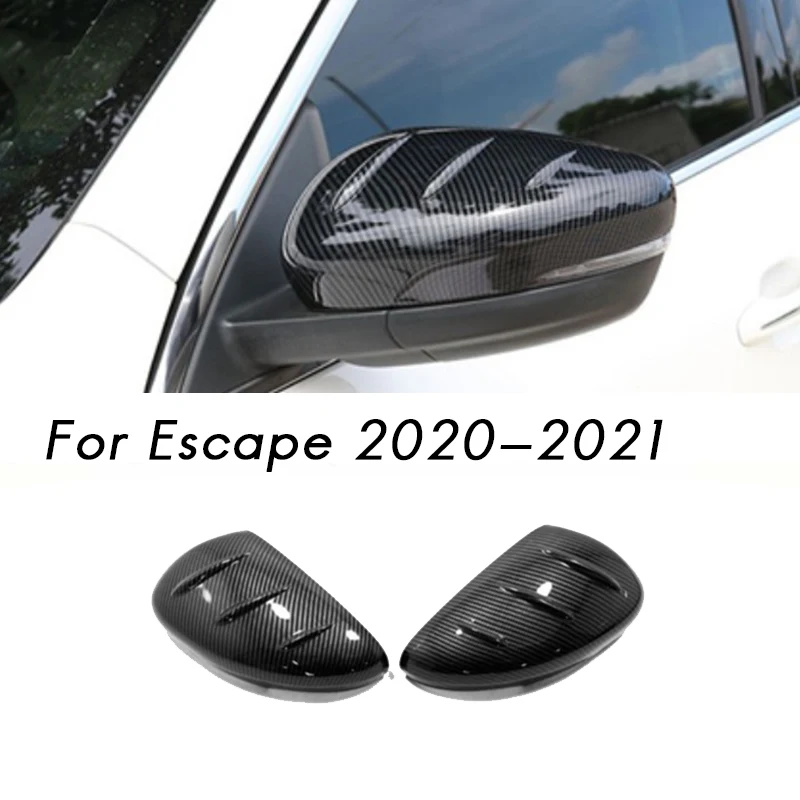 ABS Carbon Fiber Rear View Mirror Housing Cover Decorative Protection Cap For Ford Escape 2020 2021 Auto Accessories