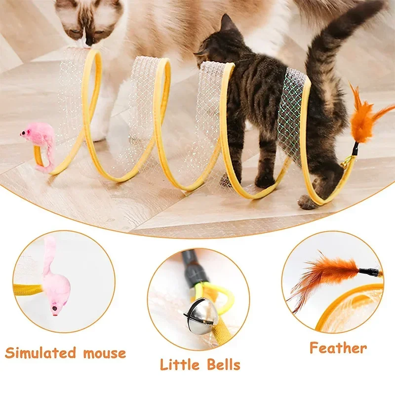 

2025 Foldable S-Curve Cat Tunnel with Spring Mouse & Crinkle Balls | Interactive Indoor/Outdoor Kitten Toys (Hot Selling)