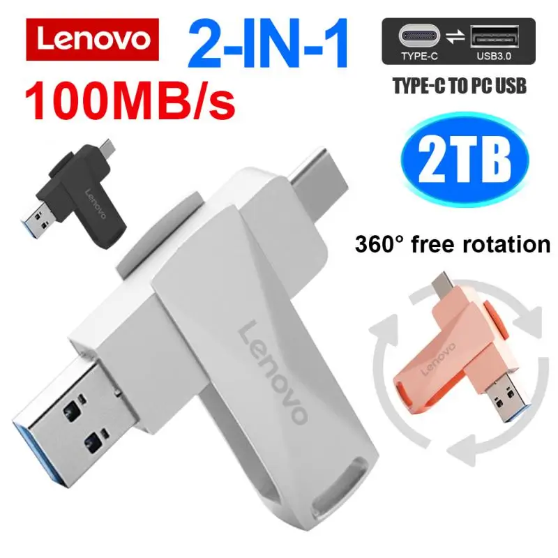 Lenovo 2TB USB 3.0 Flash Drive Type-C Interface High Speed U Disk 1TB Large Capacity 512GB 256GB Metal Pendrive Memoria Stick