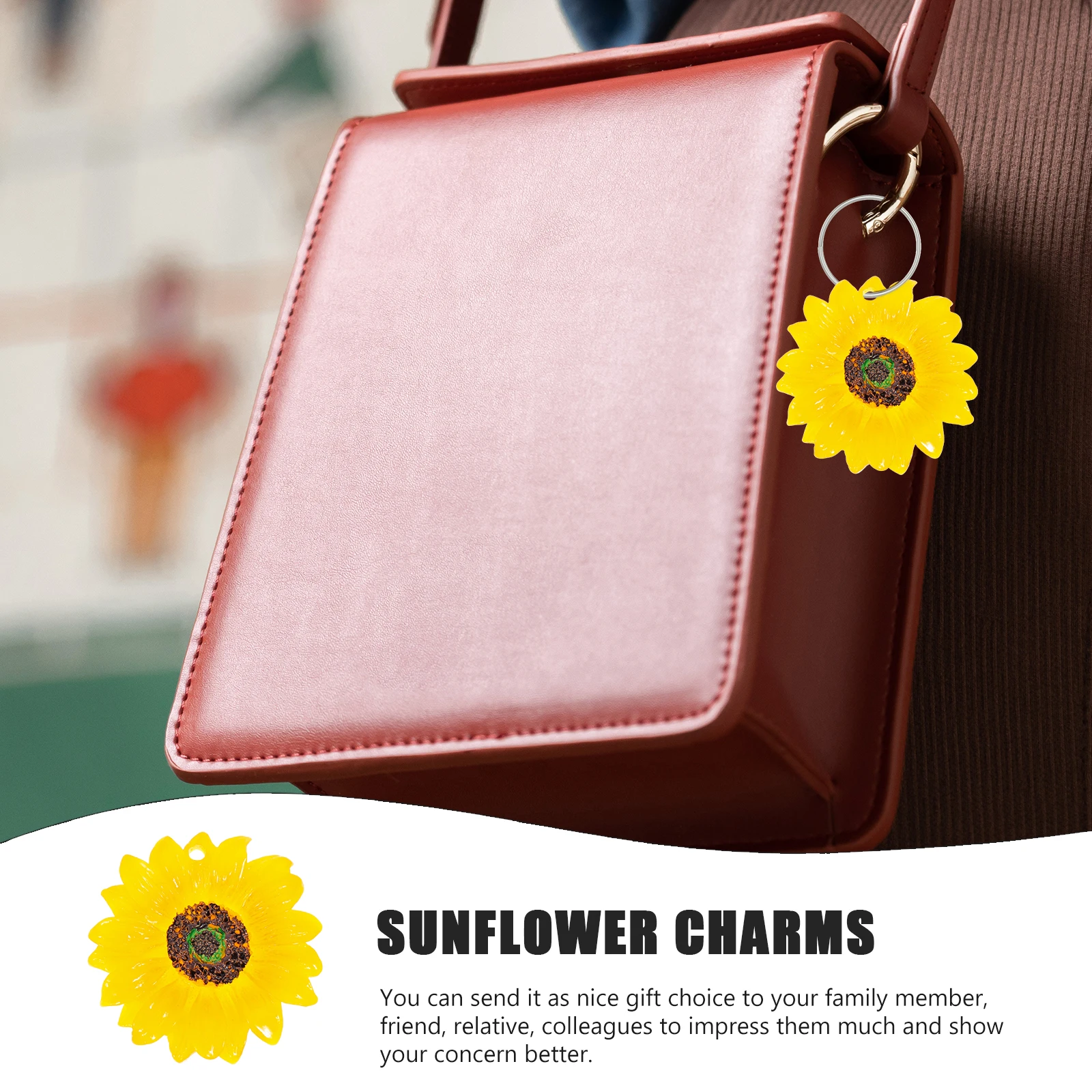 10 Pcs Sunflower Keychain Hanging for Decoration Party Car Dashboard Decorations Resin