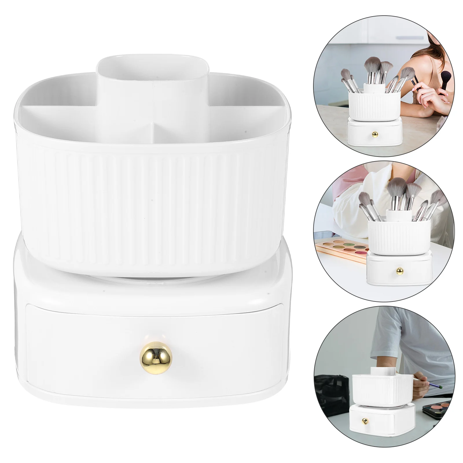 

Rotating Pen Holder Storage Box Cup for Makeup Brushes Portable Vanity The Pet Large