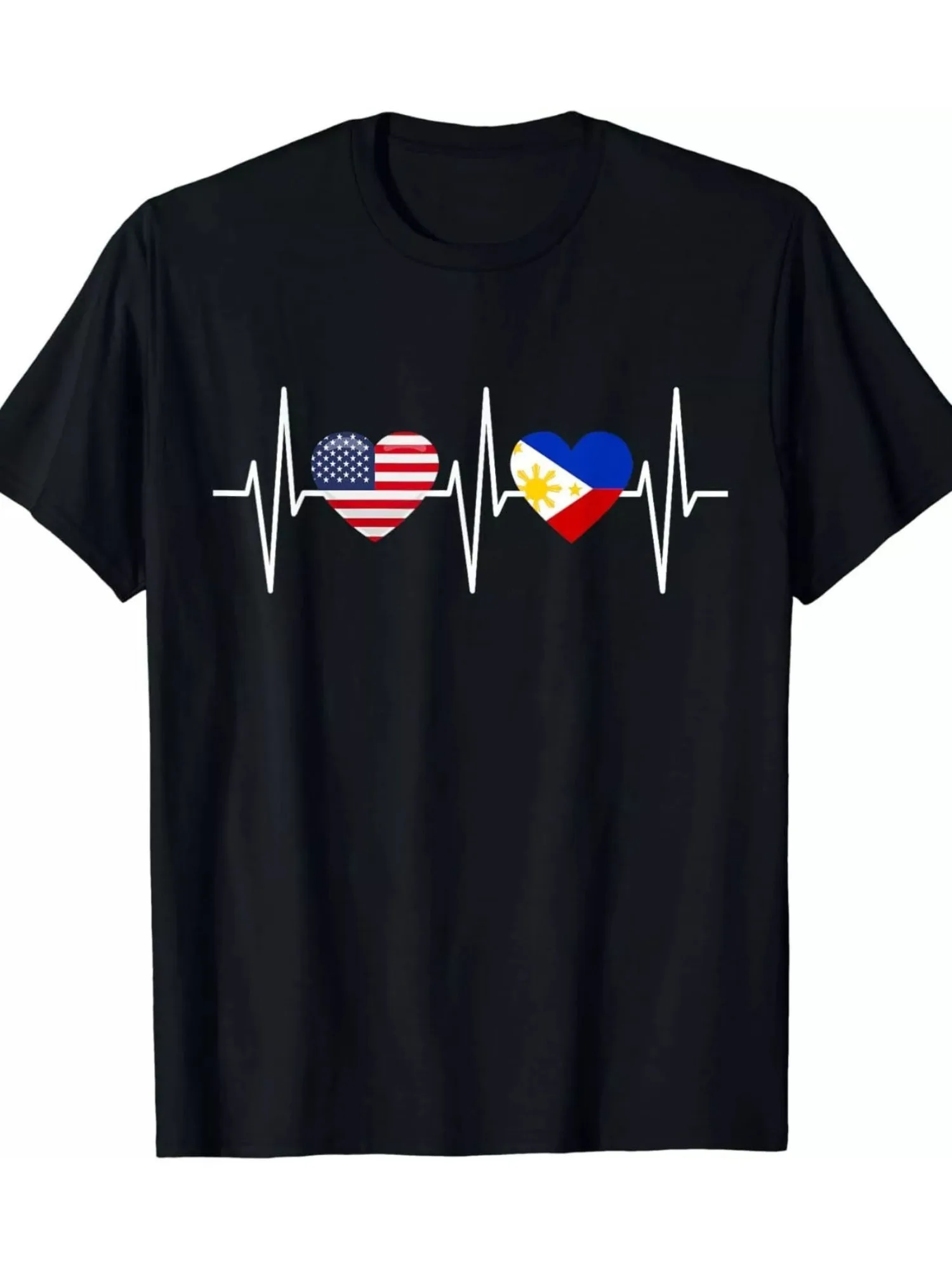 

New Limited Edition American Filipino T-Shirt, American Filipino Flag Love T-Shirt S-3XL-180g-100% Cotton T-Shirt