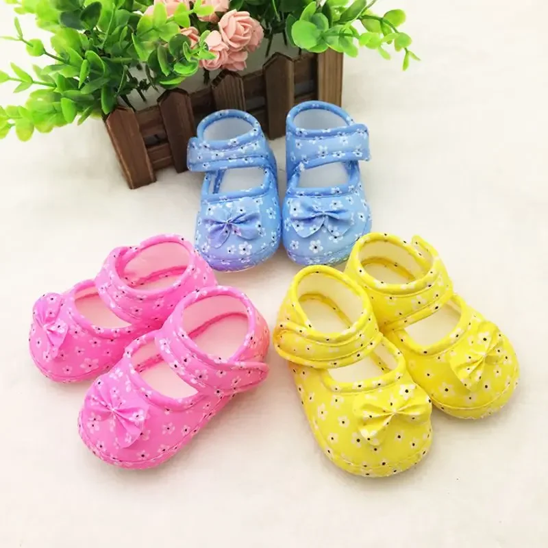 

Floral Print Toddler Sneakers Bow Infant Soft Soled First Walkers Cotton kids Crib Shoes Spring Baby Girl Princess Shoes 0-18M