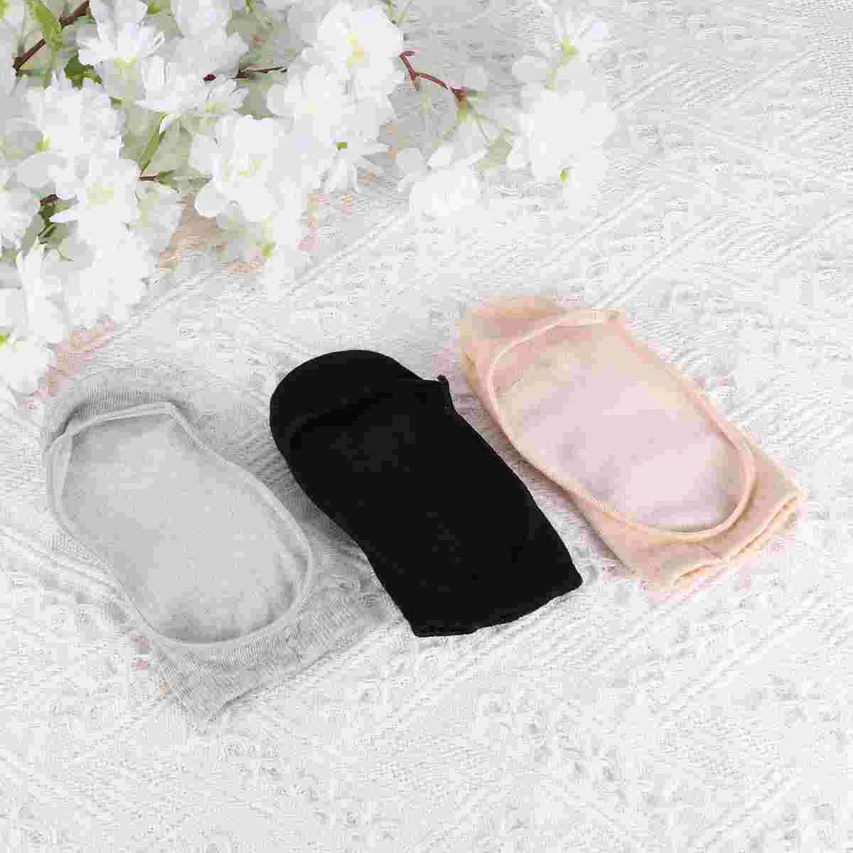 3 Pairs Socks Silicone Toe Fingers Non Toeless Boat Shoe Liners Invisible Mens Slippers Bamboo Fiber Non-slip