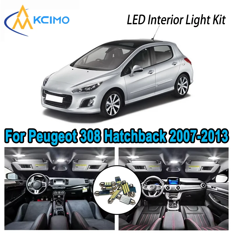 

High-Quality LED Interior Kit for Peugeot 308 Hatchback SW MK1 2007-2013 2009 Premium Error-Free Dome Map Trunk Automotive Lamps