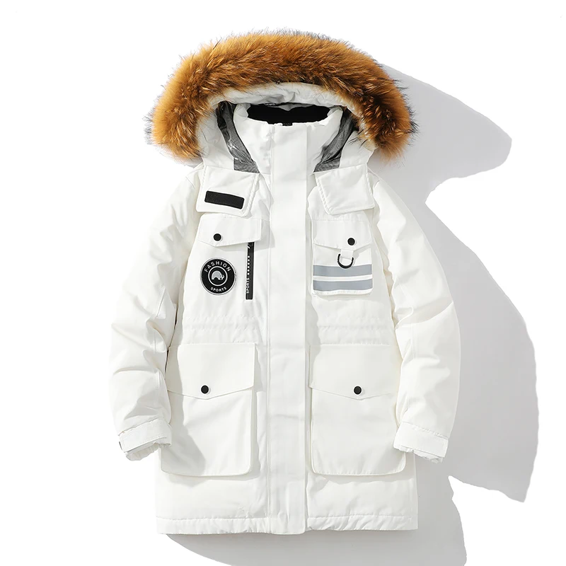 

New 2025 Men's down Jaet Loose Fit Outdoor Winter Coat American Sle Faionable Youthful Polyester Fiber 90% White Du down