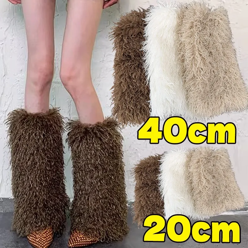 

Готические женские меховые гетры, зимние теплые мягкие плюшевые ботинки с манжетами, модные пикантные ботинки для девочек, носки, панк, декор для косплея