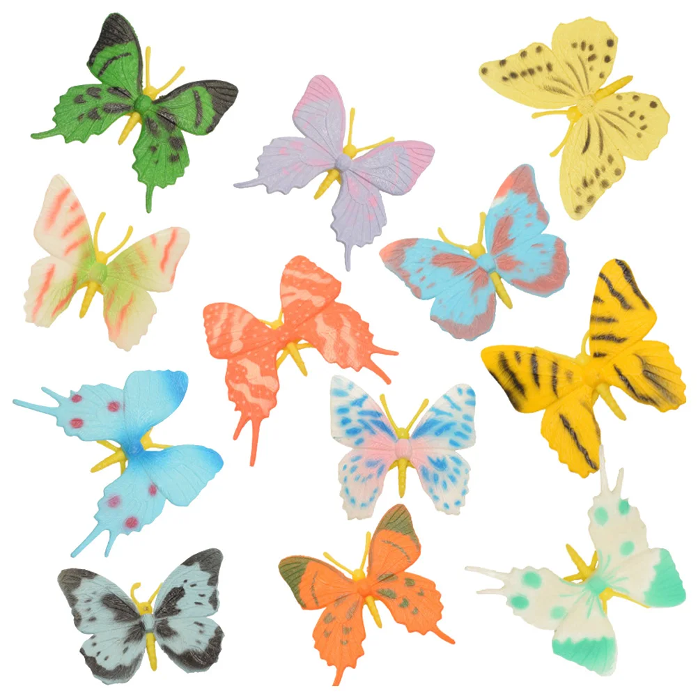 12 Uds. De adornos simulados, juguetes para niños, mariposas cognitivas, insectos, figura vívida, figura de ayuda, artesanía de Pvc para niños