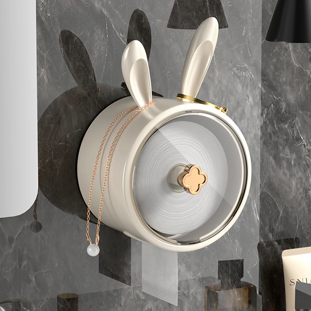 Creative Rabbit Punch Free Tissue Dispenser Wall Mounted Household Toilet Paper Holder Bathroom Face Towel Box Organizer New