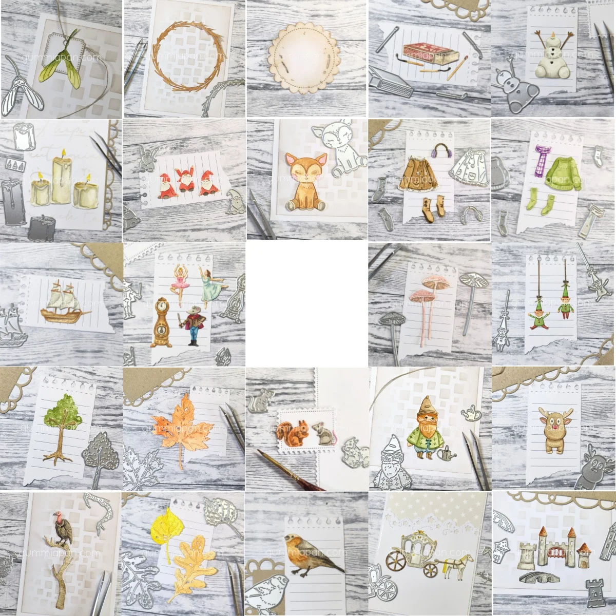 Maple Leaf Tree Ship Castle and Bridge Horse and Cart Metal Cutting Dies for DIY Making Card Scrapbook Embossed Paper Album