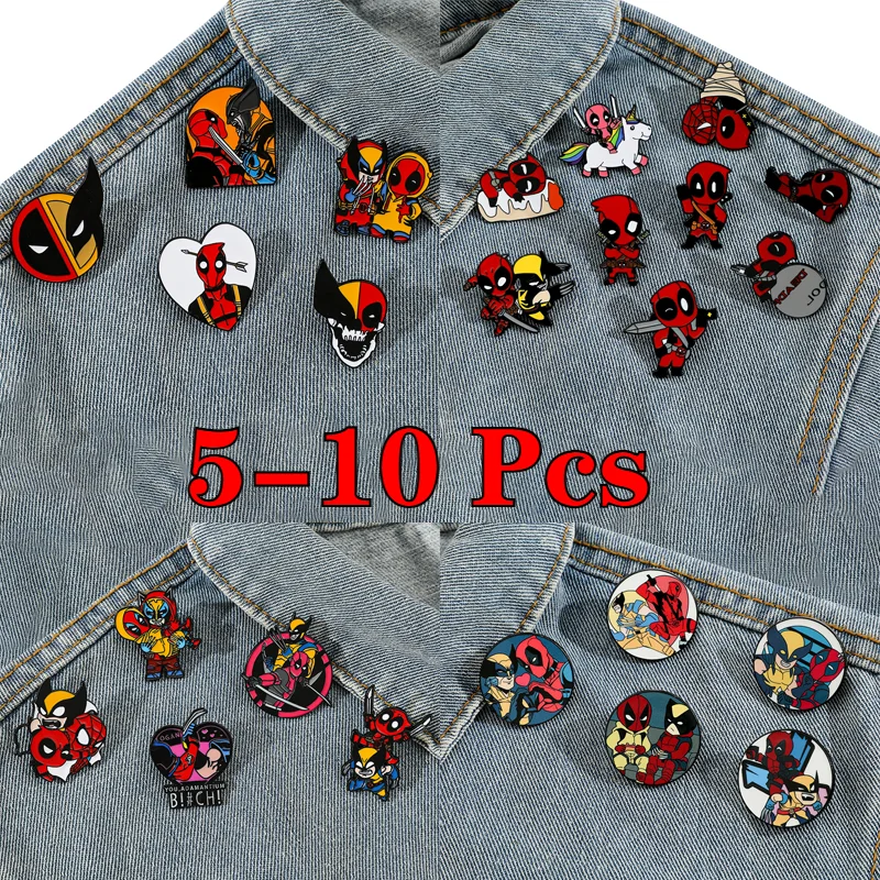 

1 Set Marvel Movie Deadpool & Wolverine Cute Enamel Pin Metal Badge Creative Anime Cartoon Brooch Clothing Bag Accessories Gifts