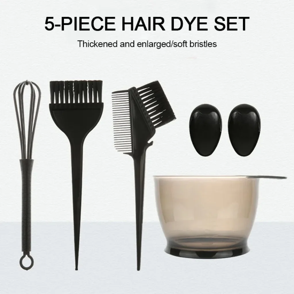 

Hair Dye Color Brush Bowl Set with Ear Caps Mixing Rod Hair Tint Dying Coloring Applicator Brush Hairdressing Style Accessories