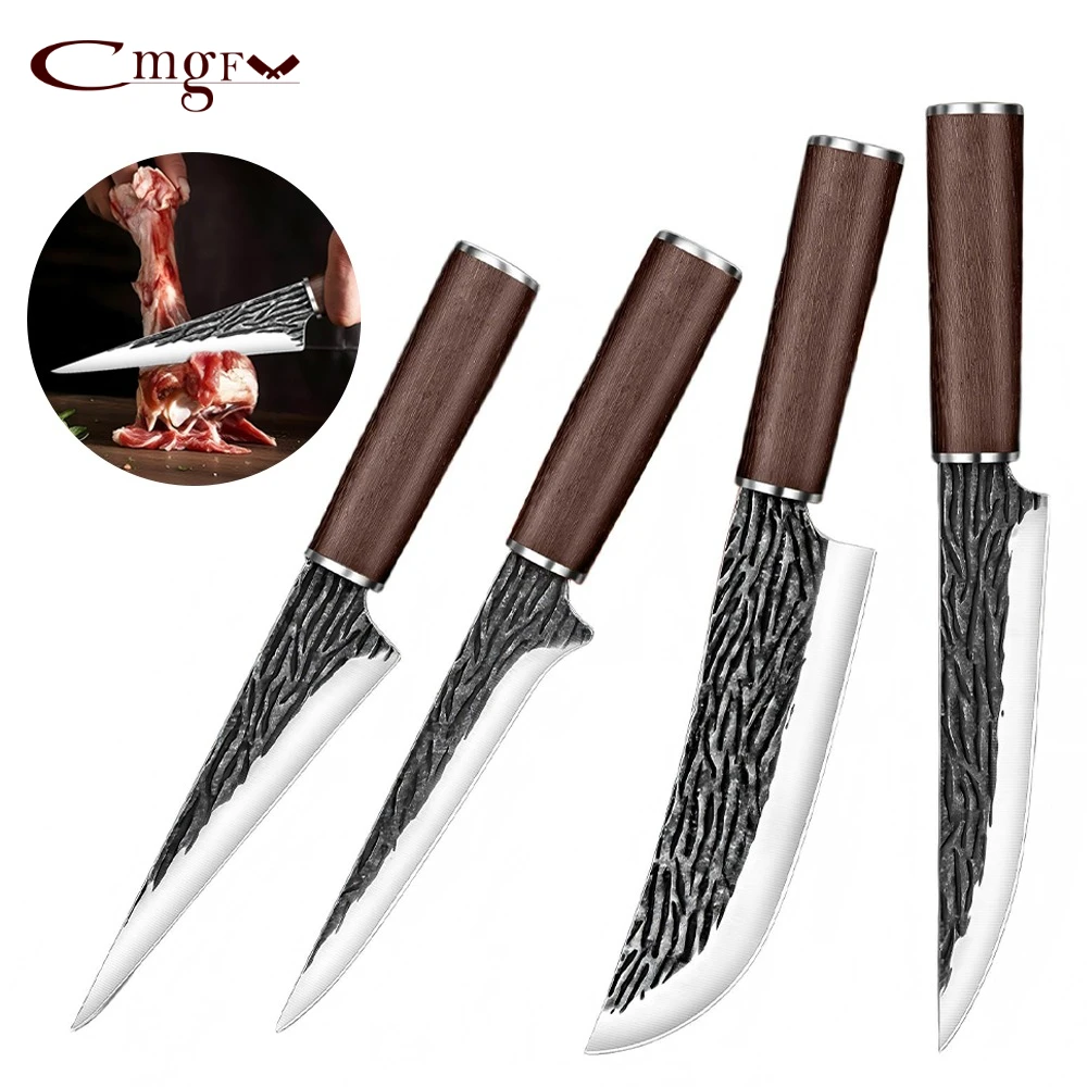 

Кованый нож для разделки костей, мясницкий нож для обвалки, высокопрочная нержавеющая сталь, фиксированное лезвие с деревянной ручкой, набор кухонных ножей