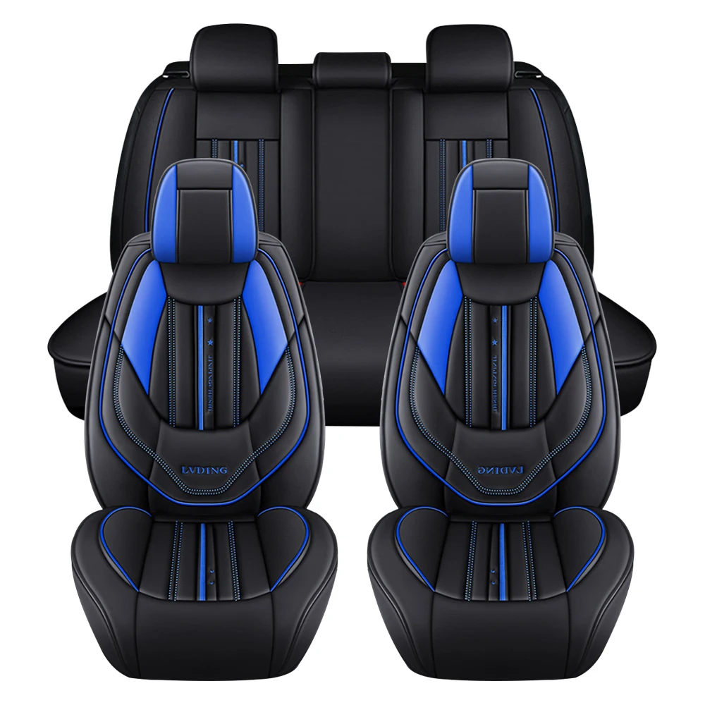 5seats Car Seat Covers Full Set Front Seats Back Seat Covers PU Leather 007