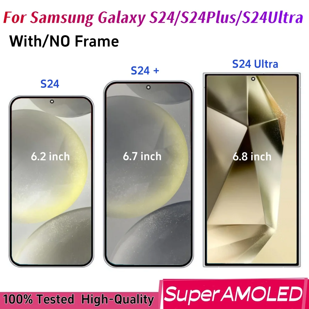 Super AMOLED 5G S24 Ultra S928CD For Samsung Galaxy S24/S24Plus 5G Display Touch Screen Digitizer S24 S921 S24+S926 With Frame