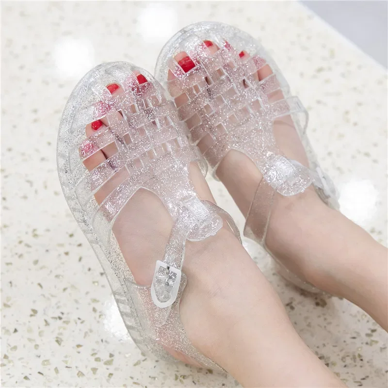 

24-34 Toddler Girls Jelly Sandal Kids Girl Princess Shoes Summer Shoe Quick Dry Close Toe Beach Slipper Sandals for Girls