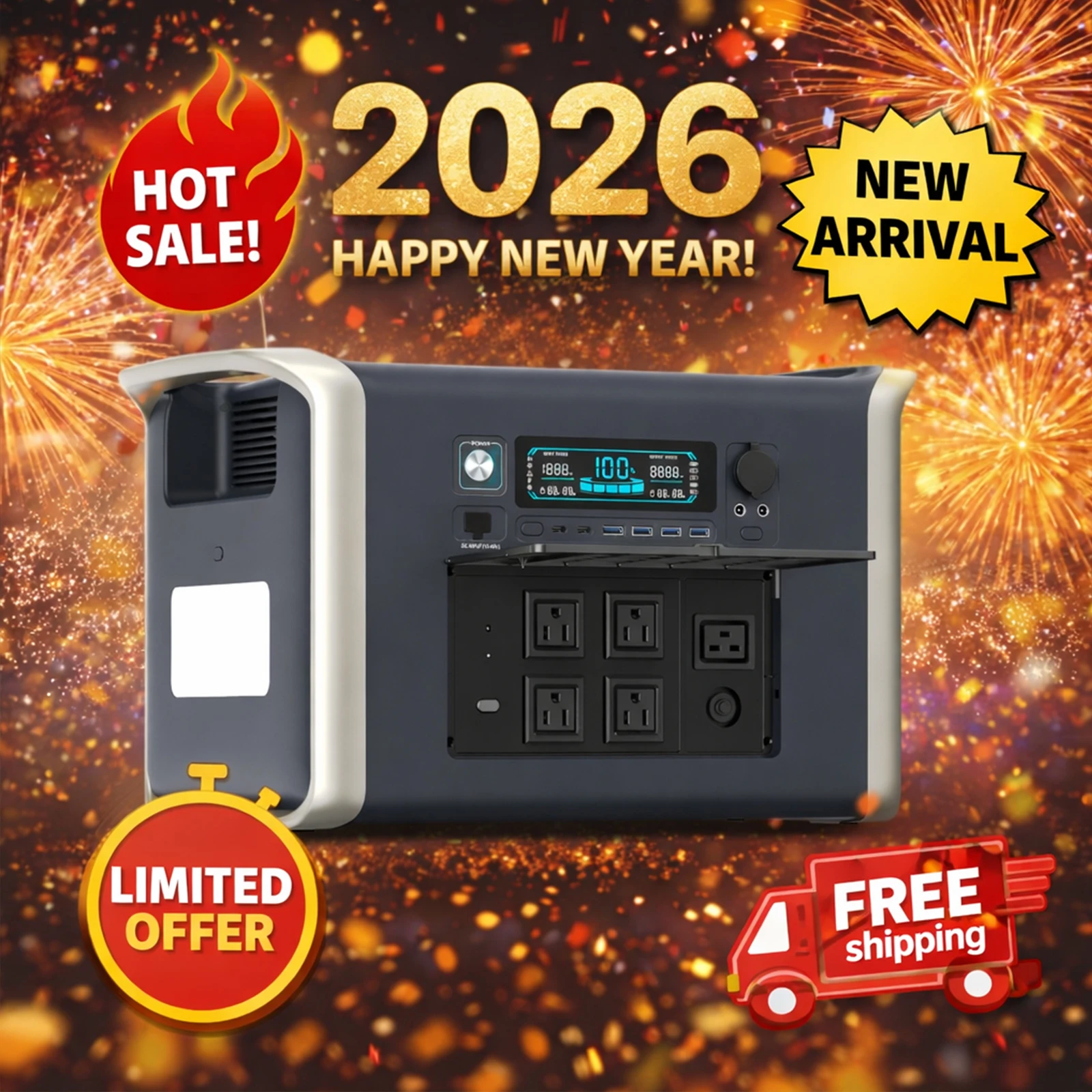 

UAPOW Power Station, 2048Wh Portable Solar Generator Lifepo4 Battery, for Power Outage Home Emergency Backup RV Camping Off-Grid