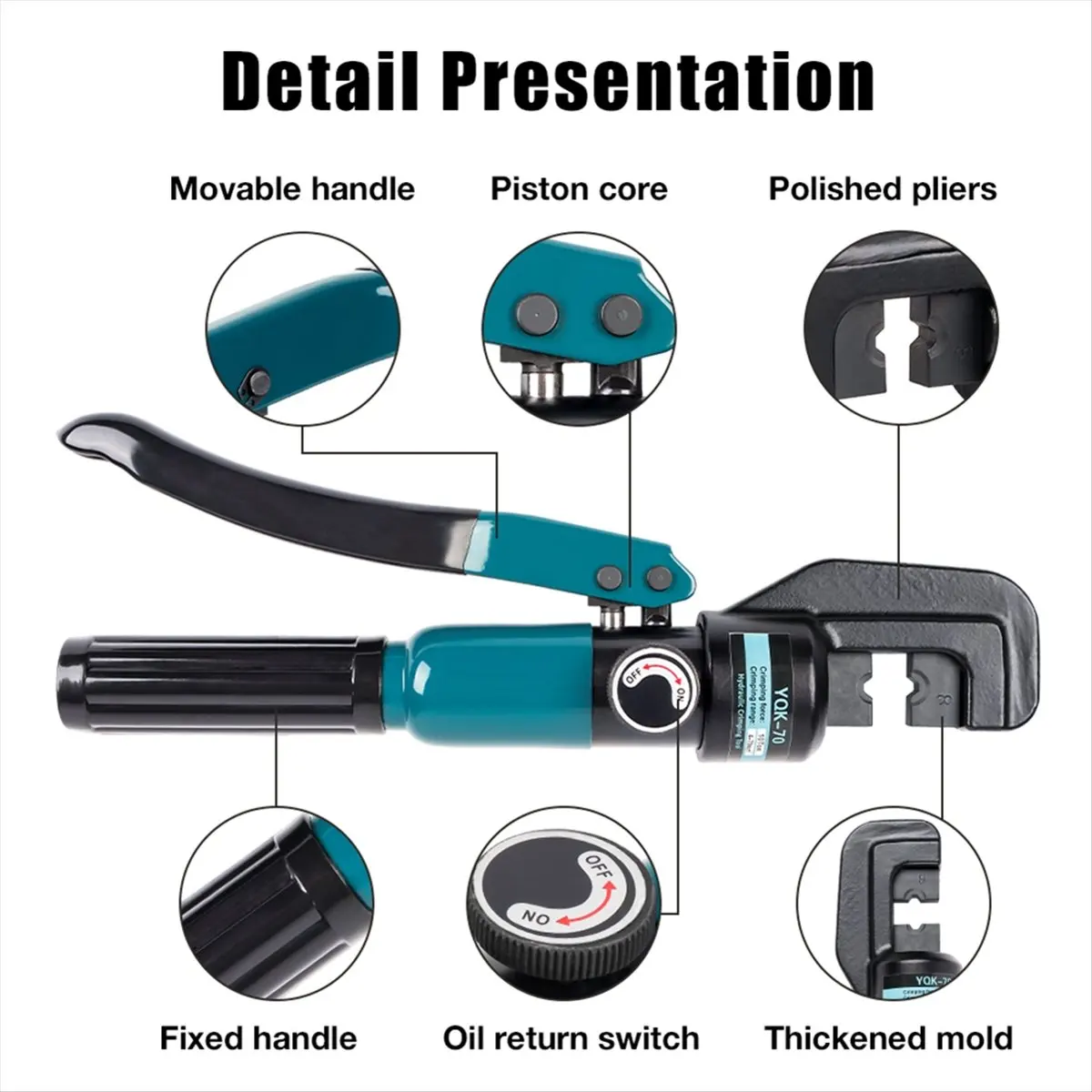 (PQWN) 4-70mm² Hydraulic Crimping Pliers PressureHome Hydraulic Tool Hand Operated DIY Cable Terminal Cordless CrimpingPliers,A