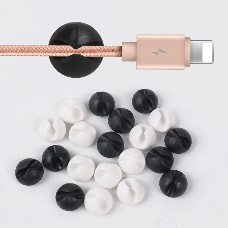 Car USB Cable Organizer Self-Adhesive Cable Bracket Cable Clamp Silicone Cables Tie Fixer Car Storage Clip Accessories 2-30pcs