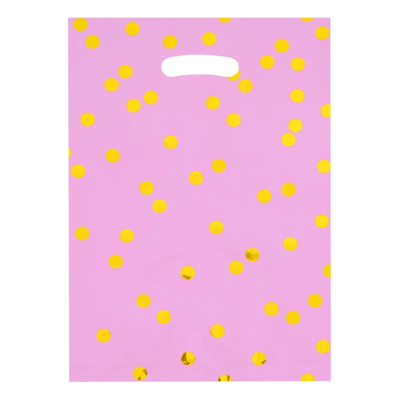 20Pcs golden dots Plastic Birthday Gift Packaging Bag Candy Cookie Tote Bags for Kids Birthday Baby Shower Party Favor Bags