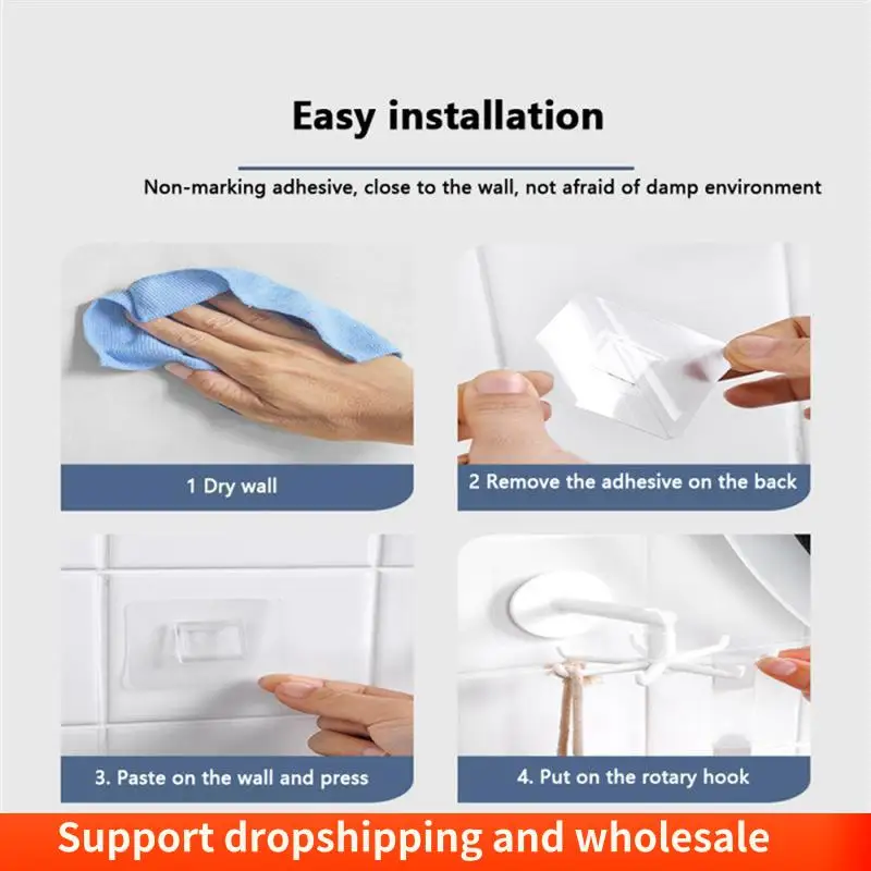 

AA86 10Pcs Hook Multi-Purpose 360 Degrees Rotated Rotatable Seven-Claw Rack Organizer No Punching Required Hook Easy To Use ,Bla