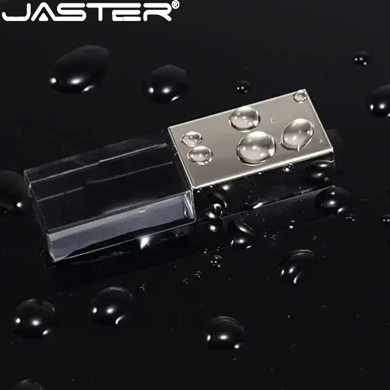 JASTER Crystal USB Sticks 3D Print Free Custom Logo 8GB 16GGB 32GB 64GB USB Flash Pen Drive Transparent Glass Pen Drive Gifts