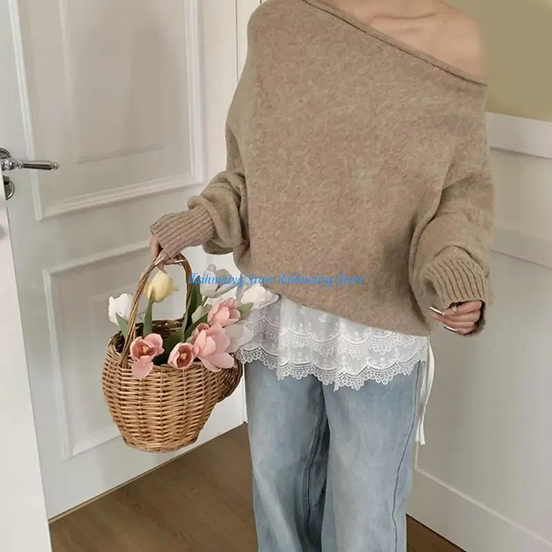 573B Women Fashion Shirt Extenders Ruffle Lace Layering Fake Top Lower Shirt Mini Skirt Half Length Skirt Underskirts