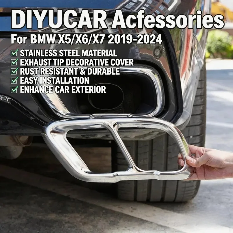 For BMW X5 X6 X7 G05 G06 G07 2019-2024 Stainless Steel Black Car Tail Pipes Exhaust Pipe Muffler Cover Car Accessories