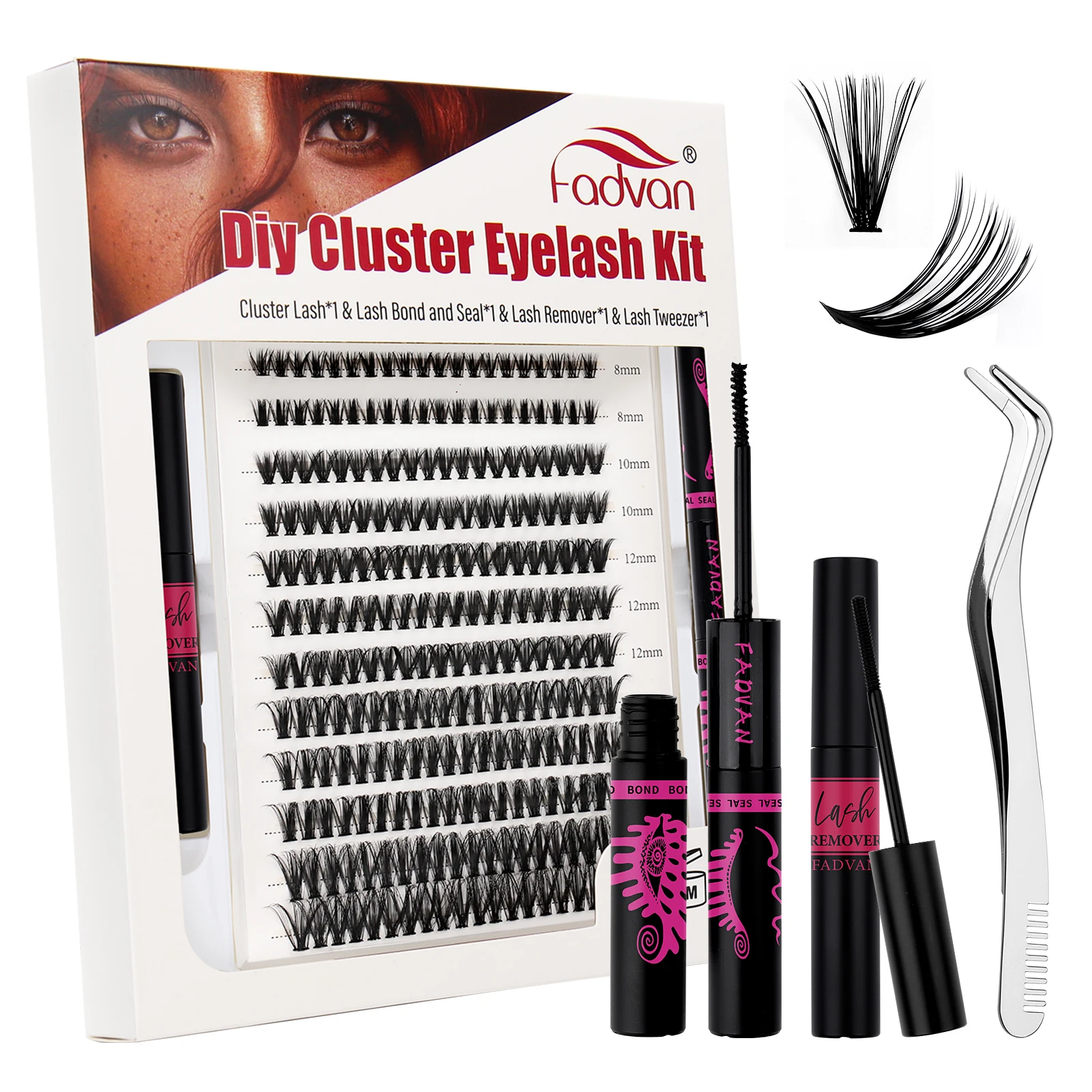 

FADVAN DIY Lashes Extension Kit 240PCS Individual Lashes Cluster Mix Eyelashes Full Lashes Kit with Lash Bond and Seal At Home